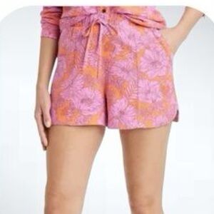 Universal Threads Floral Pink and Orange Linen Shorts Medium NWT